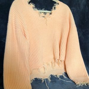 frayed knit top